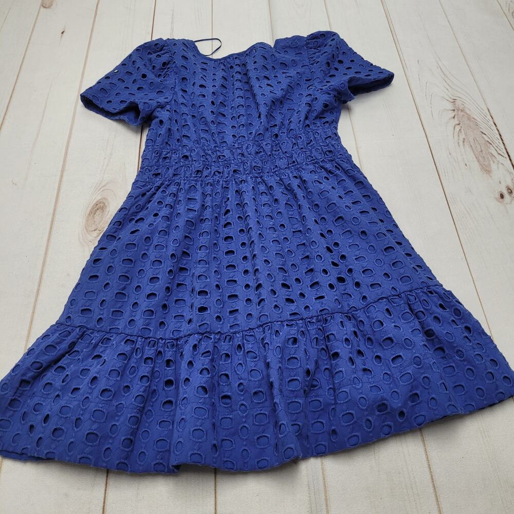 Cynthia Rowley blue eyelet mini dress romantic flounce cotton party - Picture 6 of 6